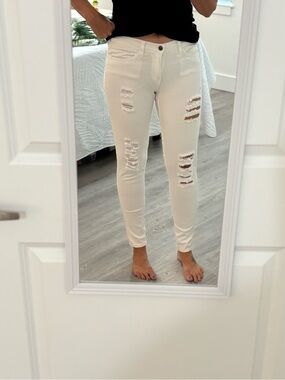 Flying Monkey White Distressed Skinny Jeans